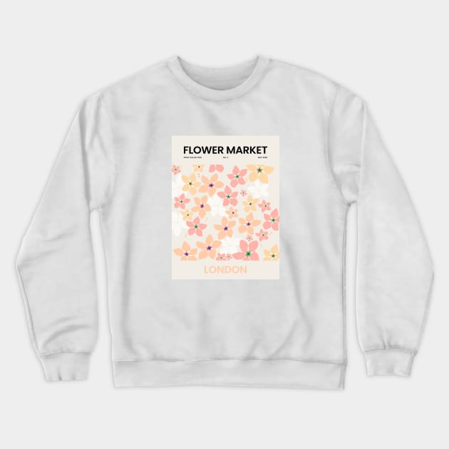 Flower Market London Orange Pink White Design Crewneck Sweatshirt by VanillaArt